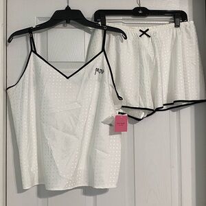 NWT Kate Spade XL Mrs Pajama Set Cami & Tap Panties Shorts Satin Bride Honeymoon